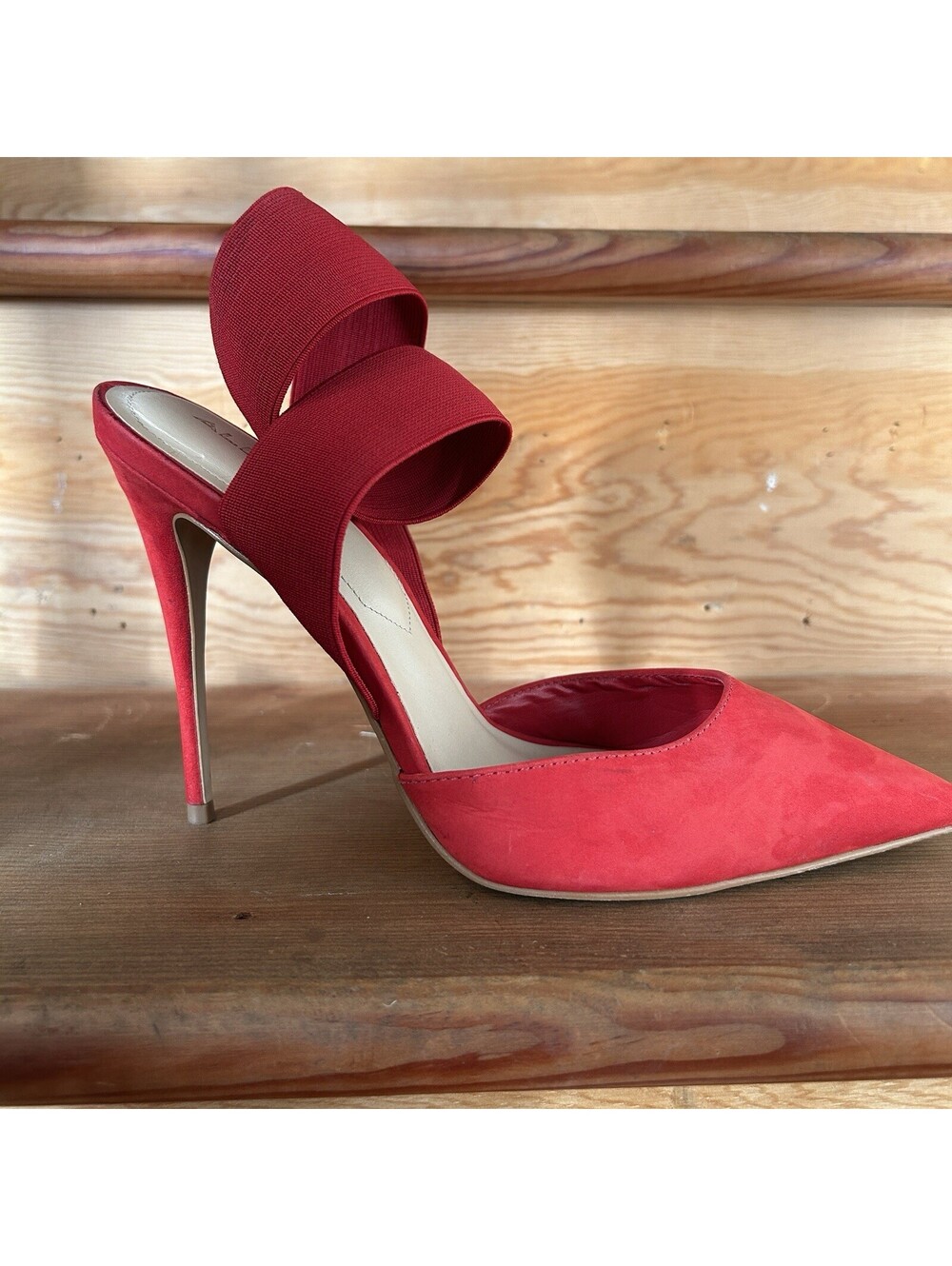 ALDO Red Suede Ybelilla Pointed Heel w/Wrap-Around Elastic Strap